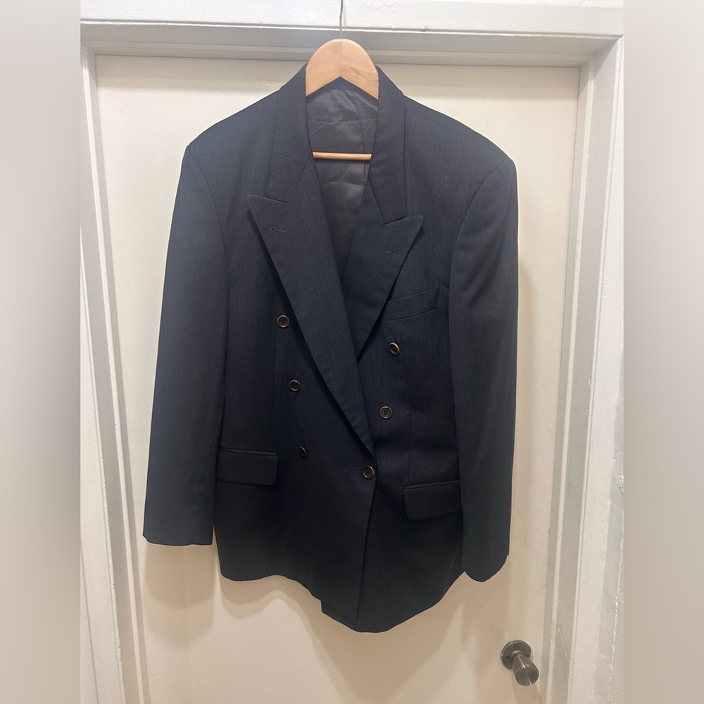 VTG Hugo Boss Al Capone Catania Blazer Sport Coat Jacket Wool Men Dark Gray S100